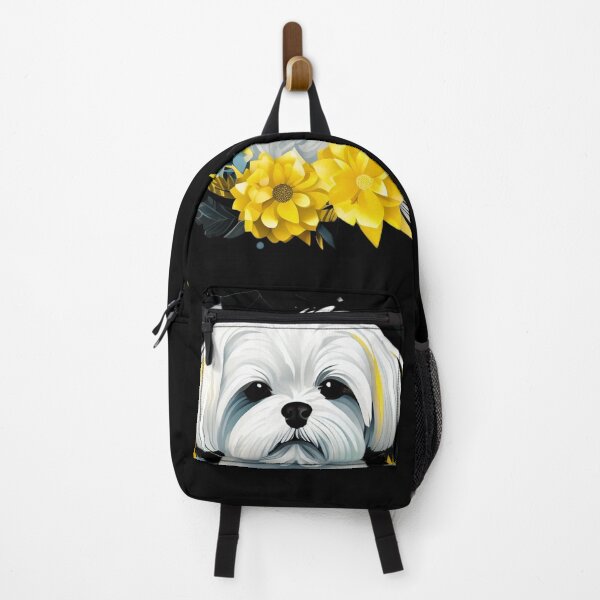 Item preview, Vibrant Geometric Maltese with Yellow Polygonal Flowers – Modern Pet Art designed and sold by Naturalite19.