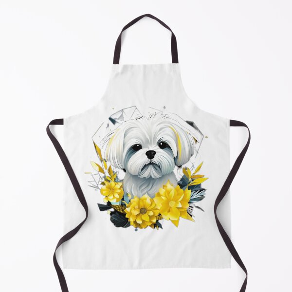 Item preview, Vibrant Geometric Maltese with Yellow Polygonal Flowers – Modern Pet Art designed and sold by Naturalite19.