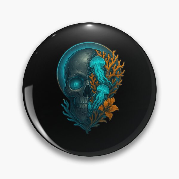 Item preview, Ocean skull with glowing jellyfish designed and sold by LaNadaYFundante.