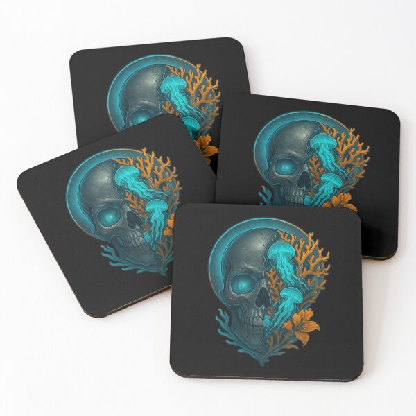 Item preview, Ocean skull with glowing jellyfish designed and sold by LaNadaYFundante.