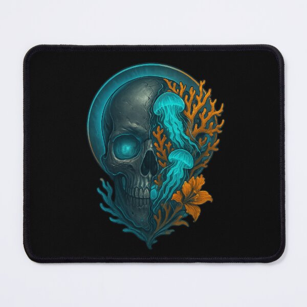 Item preview, Ocean skull with glowing jellyfish designed and sold by LaNadaYFundante.