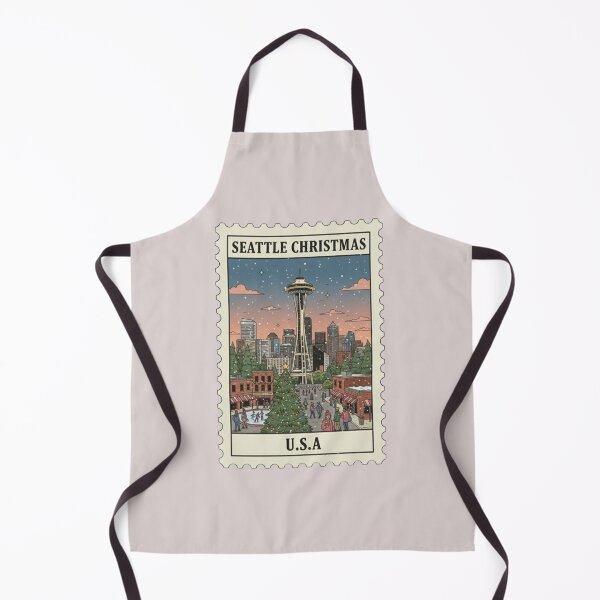 Item preview, Vintage Seattle Christmas Stamp Illustration designed and sold by allaboutstamps.