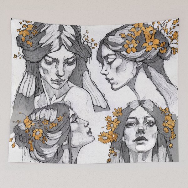 Item preview, Golden Flowers designed and sold by EnaBianca.
