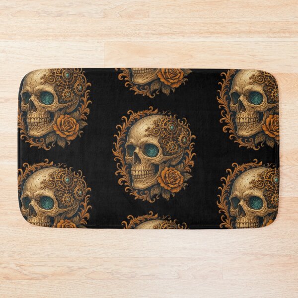 Item preview, Steampunk skull with gears and rose designed and sold by LaNadaYFundante.