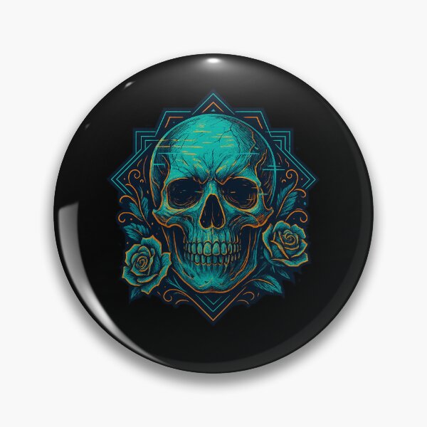 Item preview, Turquoise neon skull with roses designed and sold by LaNadaYFundante.