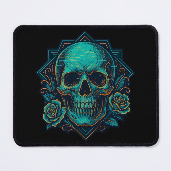 Item preview, Turquoise neon skull with roses designed and sold by LaNadaYFundante.