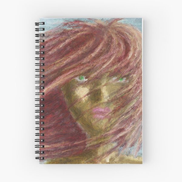 Item preview, Woman Portrait Red Wind-Swept Hair | Expressive Digital Painting Green Eyes designed and sold by Keltoi-art.