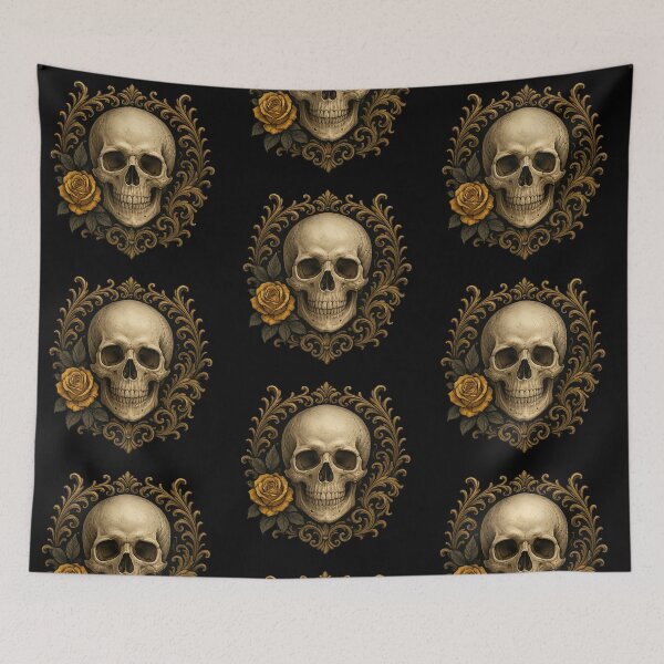 Item preview, Vintage skull with ornamental frame designed and sold by LaNadaYFundante.