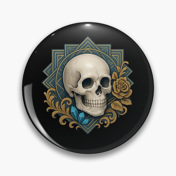 Item preview, Classic skull with golden rose and crystals designed and sold by LaNadaYFundante.