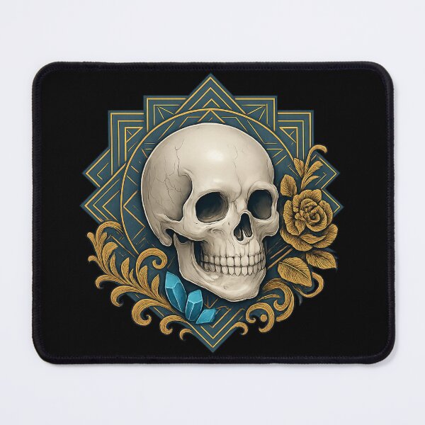 Item preview, Classic skull with golden rose and crystals designed and sold by LaNadaYFundante.