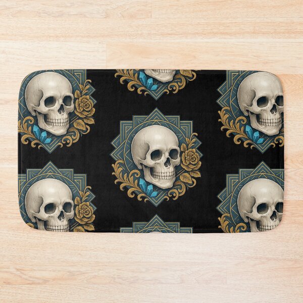 Item preview, Classic skull with golden rose and crystals designed and sold by LaNadaYFundante.