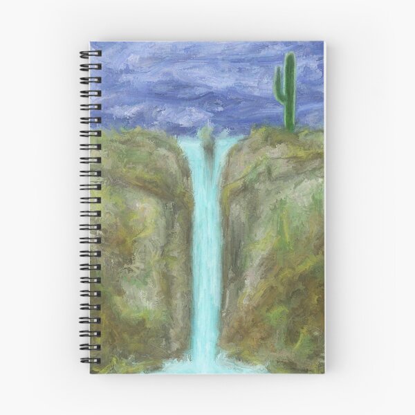 Item preview, Canyon Waterfall Cactus Digital Painting | Mountain Landscape Stormy Atmosphere designed and sold by Keltoi-art.
