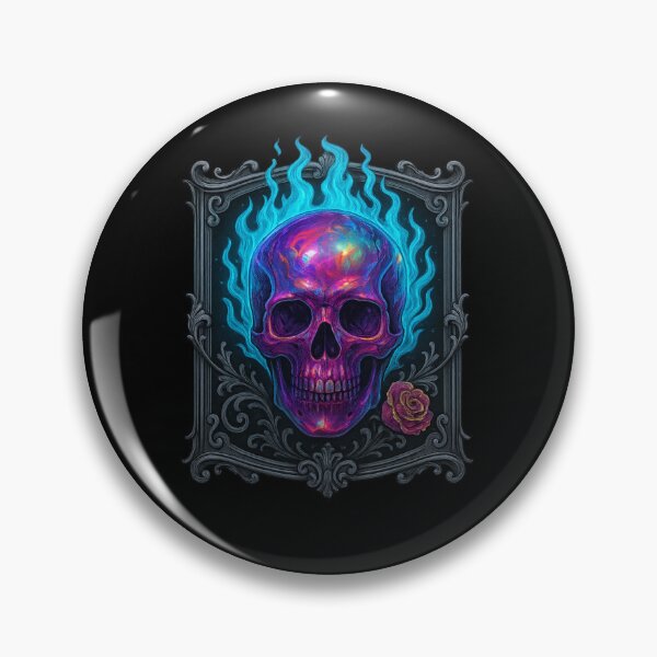 Item preview, Neon skull with blue flames designed and sold by LaNadaYFundante.