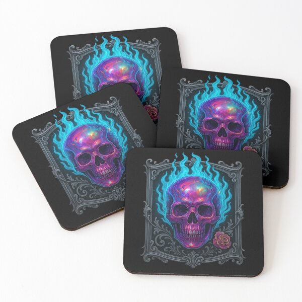 Item preview, Neon skull with blue flames designed and sold by LaNadaYFundante.