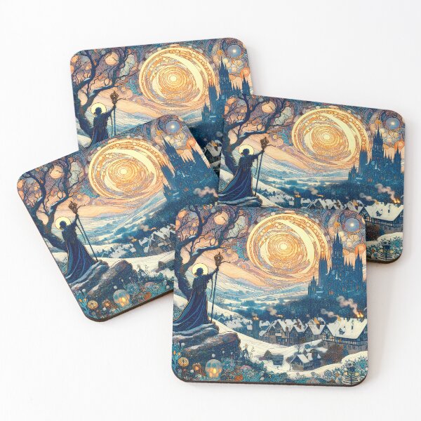 Item preview, The Herald of Winter | Mythic Art Nouveau Winter Landscape designed and sold by Stoneflower-Art.