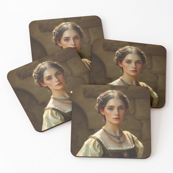 Item preview, Tudor Era Courtier woman in a beautiful period dress portrait art designed and sold by Vintage Designs +.