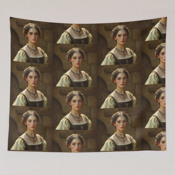 Item preview, Tudor Era Courtier woman in a beautiful period dress portrait art designed and sold by Vintage Designs +.