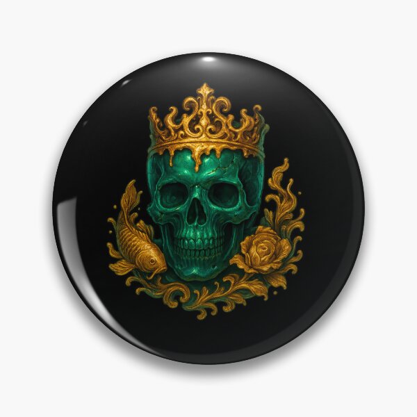 Item preview, Emerald skull with golden crown and koi fish designed and sold by LaNadaYFundante.