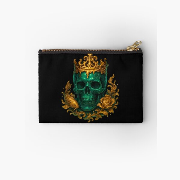 Item preview, Emerald skull with golden crown and koi fish designed and sold by LaNadaYFundante.