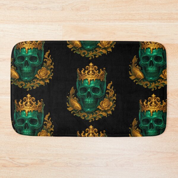 Item preview, Emerald skull with golden crown and koi fish designed and sold by LaNadaYFundante.