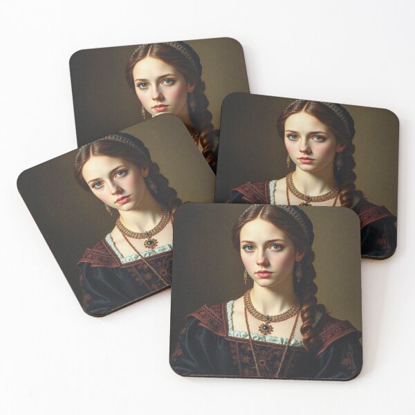 Item preview,  Tudor Era Courtier woman in a beautiful period dress portrait art designed and sold by Vintage Designs +.