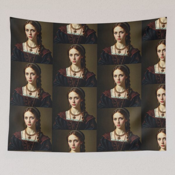 Item preview,  Tudor Era Courtier woman in a beautiful period dress portrait art designed and sold by Vintage Designs +.