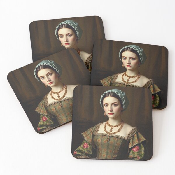 Item preview,  Tudor Era Courtier woman in a beautiful period dress portrait art designed and sold by Vintage Designs +.