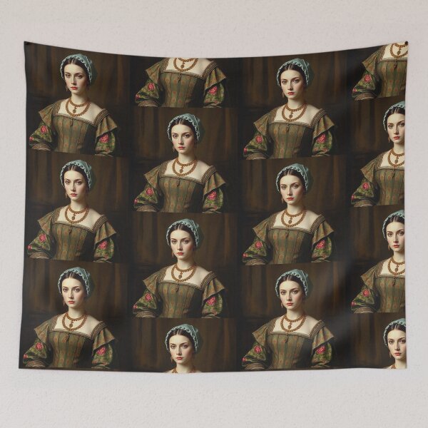 Item preview,  Tudor Era Courtier woman in a beautiful period dress portrait art designed and sold by Vintage Designs +.