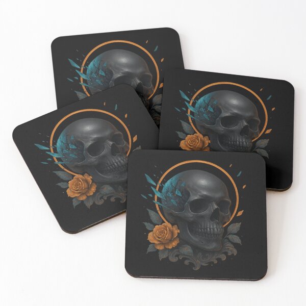 Item preview, Dark skull with crystals and orange halo designed and sold by LaNadaYFundante.