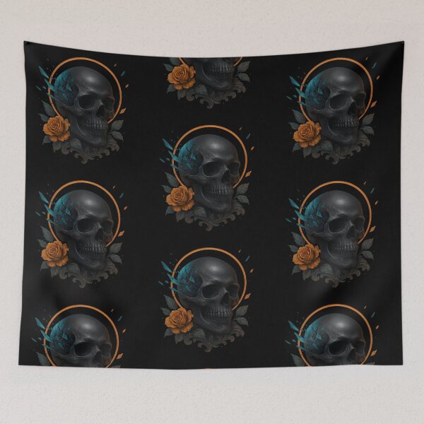 Item preview, Dark skull with crystals and orange halo designed and sold by LaNadaYFundante.