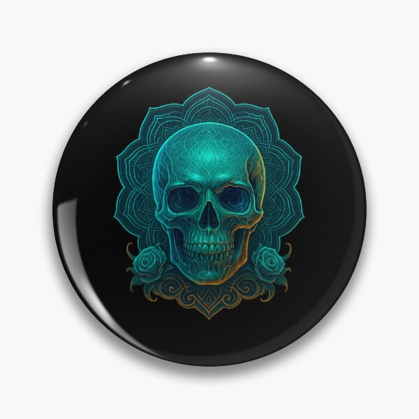 Item preview, Turquoise skull with glowing mandala designed and sold by LaNadaYFundante.