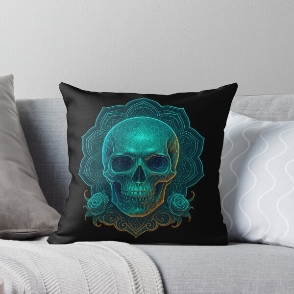 Item preview, Turquoise skull with glowing mandala designed and sold by LaNadaYFundante.