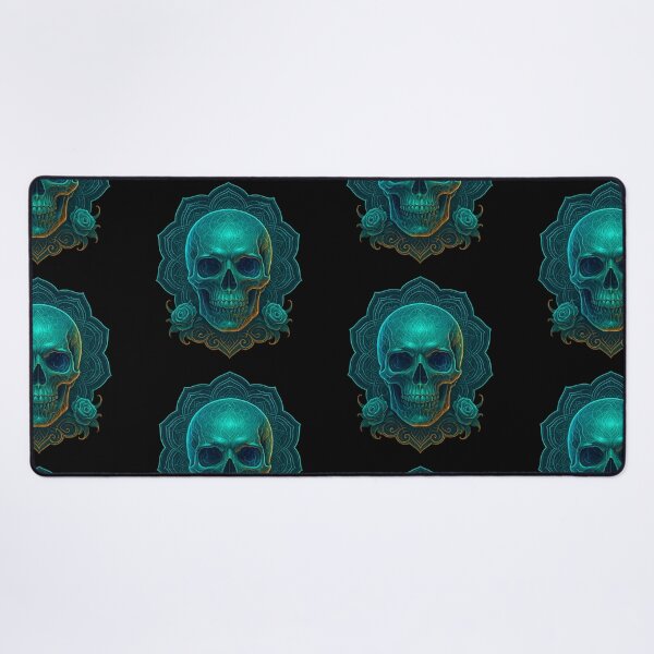 Item preview, Turquoise skull with glowing mandala designed and sold by LaNadaYFundante.