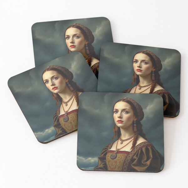 Item preview, Tudor Era Courtier woman in a beautiful period dress portrait art designed and sold by Vintage Designs +.