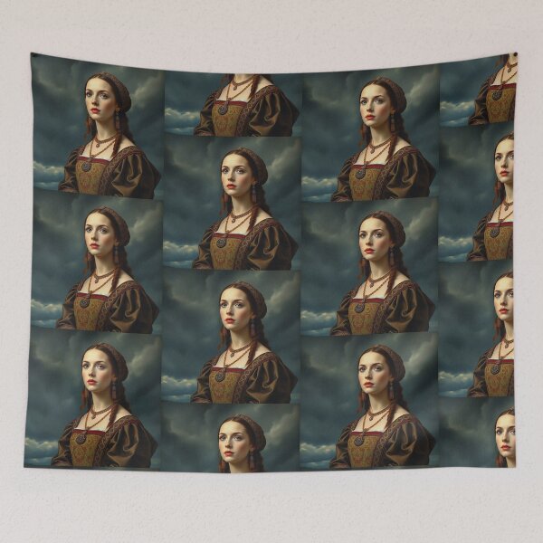 Item preview, Tudor Era Courtier woman in a beautiful period dress portrait art designed and sold by Vintage Designs +.