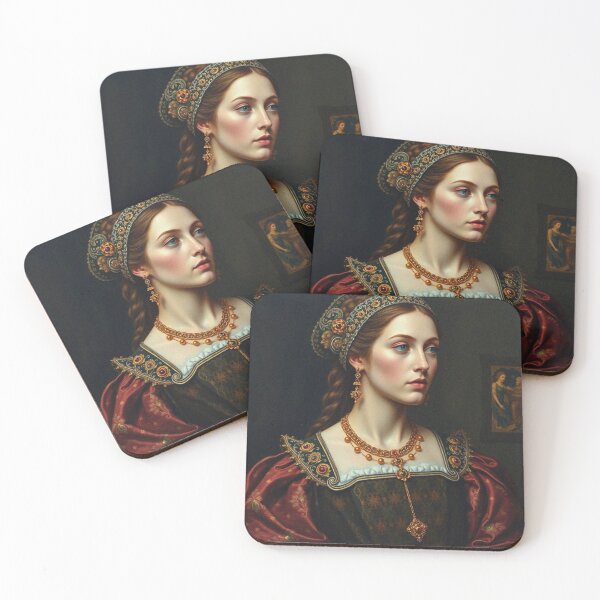 Item preview, Tudor Era Courtier woman in a beautiful period dress portrait art designed and sold by Vintage Designs +.