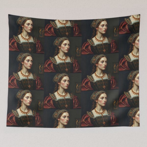 Item preview, Tudor Era Courtier woman in a beautiful period dress portrait art designed and sold by Vintage Designs +.