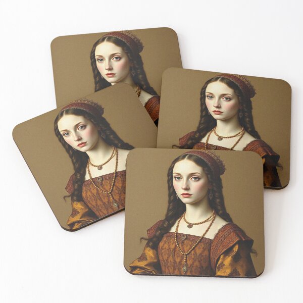 Item preview, Tudor Era Courtier woman in a beautiful period dress portrait art designed and sold by Vintage Designs +.