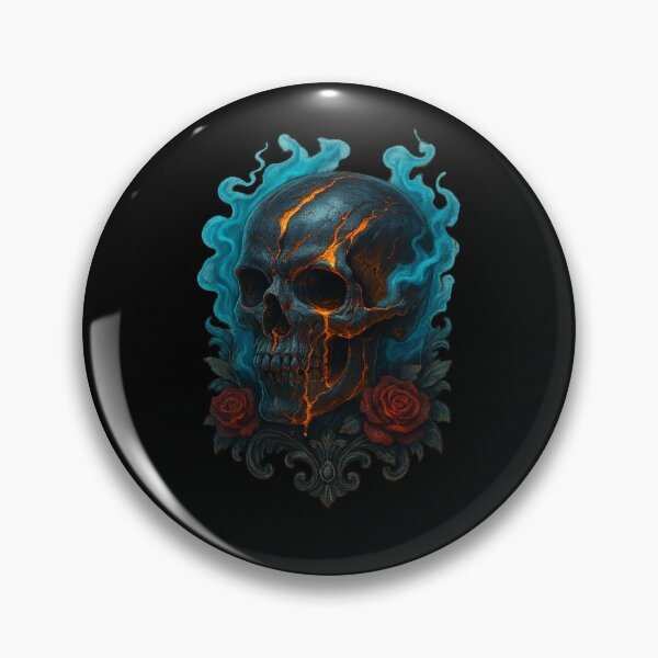 Item preview, Fiery skull with blue smoke and red roses designed and sold by LaNadaYFundante.