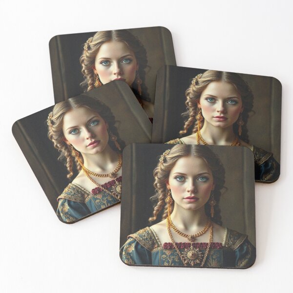 Item preview, Tudor Era Courtier woman in a beautiful period dress portrait art designed and sold by Vintage Designs +.