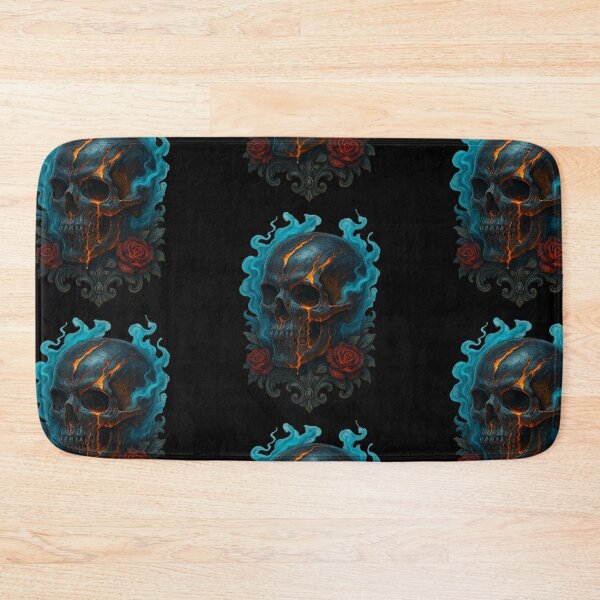 Item preview, Fiery skull with blue smoke and red roses designed and sold by LaNadaYFundante.