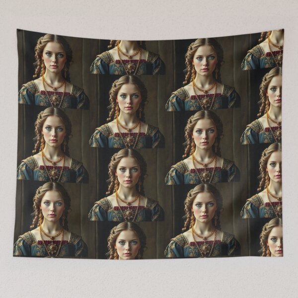 Item preview, Tudor Era Courtier woman in a beautiful period dress portrait art designed and sold by Vintage Designs +.
