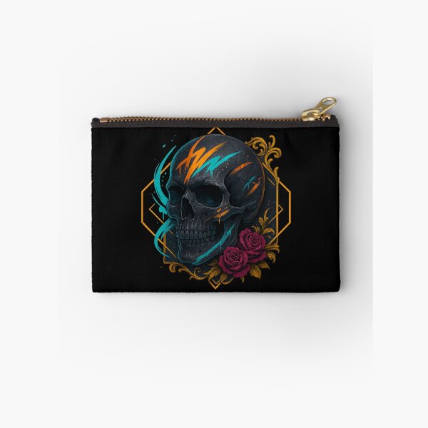 Item preview, Black skull with teal and orange strokes designed and sold by LaNadaYFundante.