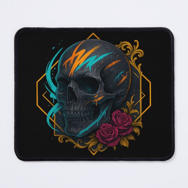 Item preview, Black skull with teal and orange strokes designed and sold by LaNadaYFundante.