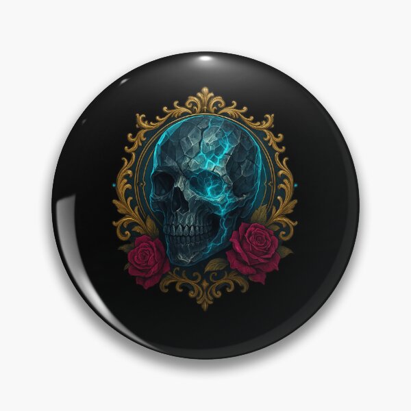 Item preview, Cracked blue skull in golden frame designed and sold by LaNadaYFundante.
