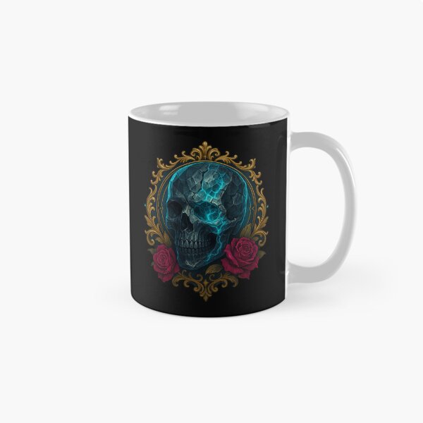 Item preview, Cracked blue skull in golden frame designed and sold by LaNadaYFundante.
