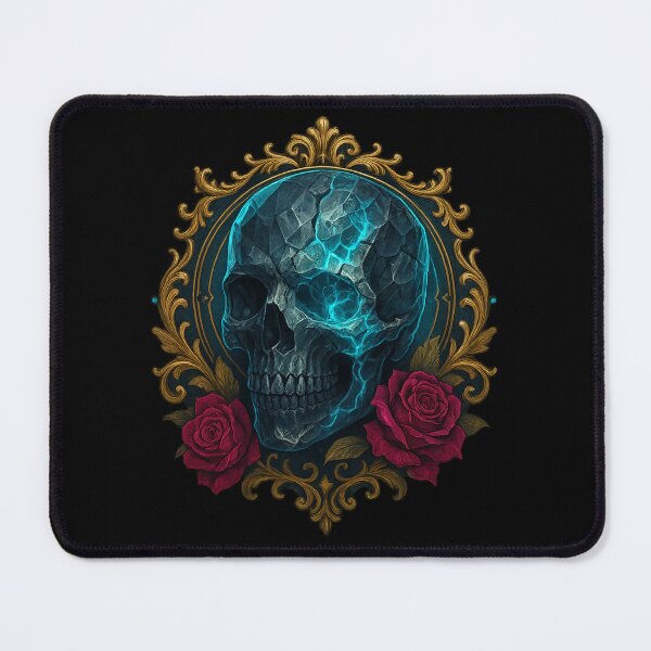 Item preview, Cracked blue skull in golden frame designed and sold by LaNadaYFundante.