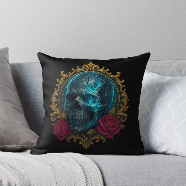 Item preview, Cracked blue skull in golden frame designed and sold by LaNadaYFundante.