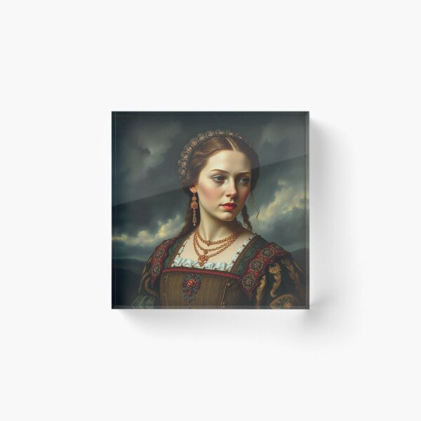 Item preview, Tudor Era Courtier woman in a beautiful period dress portrait art designed and sold by Vintage Designs +.