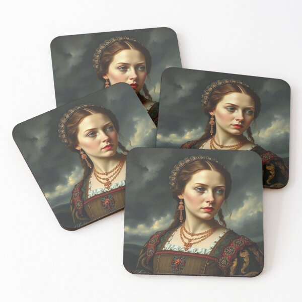 Item preview, Tudor Era Courtier woman in a beautiful period dress portrait art designed and sold by Vintage Designs +.